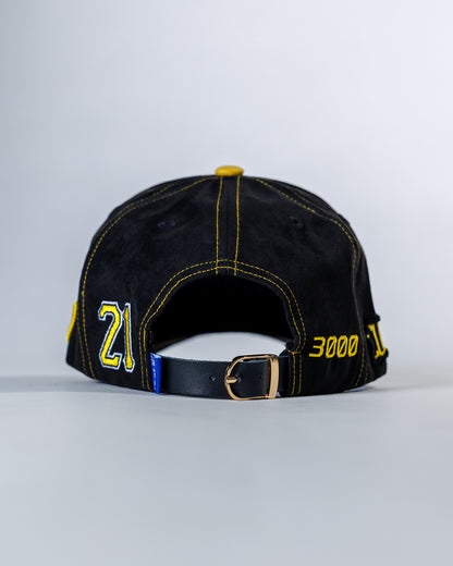 PéErre Roberto Clemente Edition Suede Trucker Cap in Black/Yellow