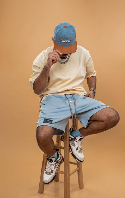 DLAB Oversized Shorts Baby Blue/Cream/Brown - DlabStore