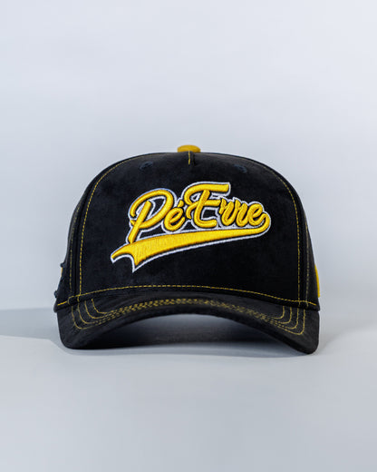PéErre Roberto Clemente Edition Suede Trucker Cap in Black/Yellow