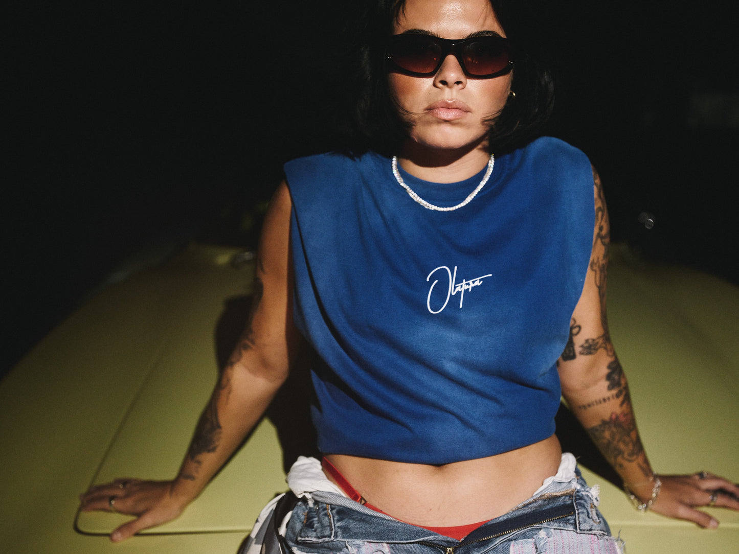 OLATURA Blue/Wash Puff Muscle Tee
