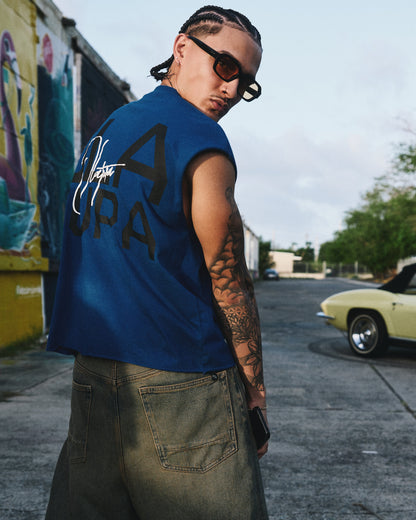 OLATURA Blue/Wash Puff Muscle Tee