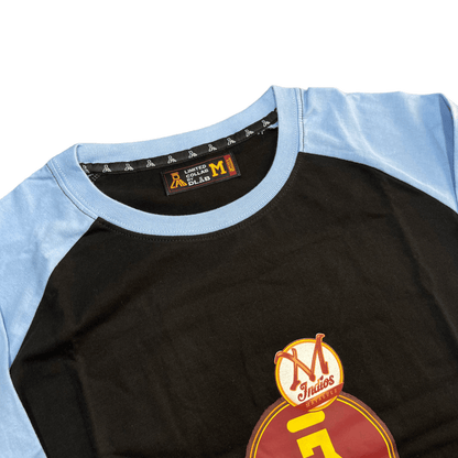DLAB X INDIOS 3/4 TEE (Negra/Mangas Azul Cielo) - DlabStore